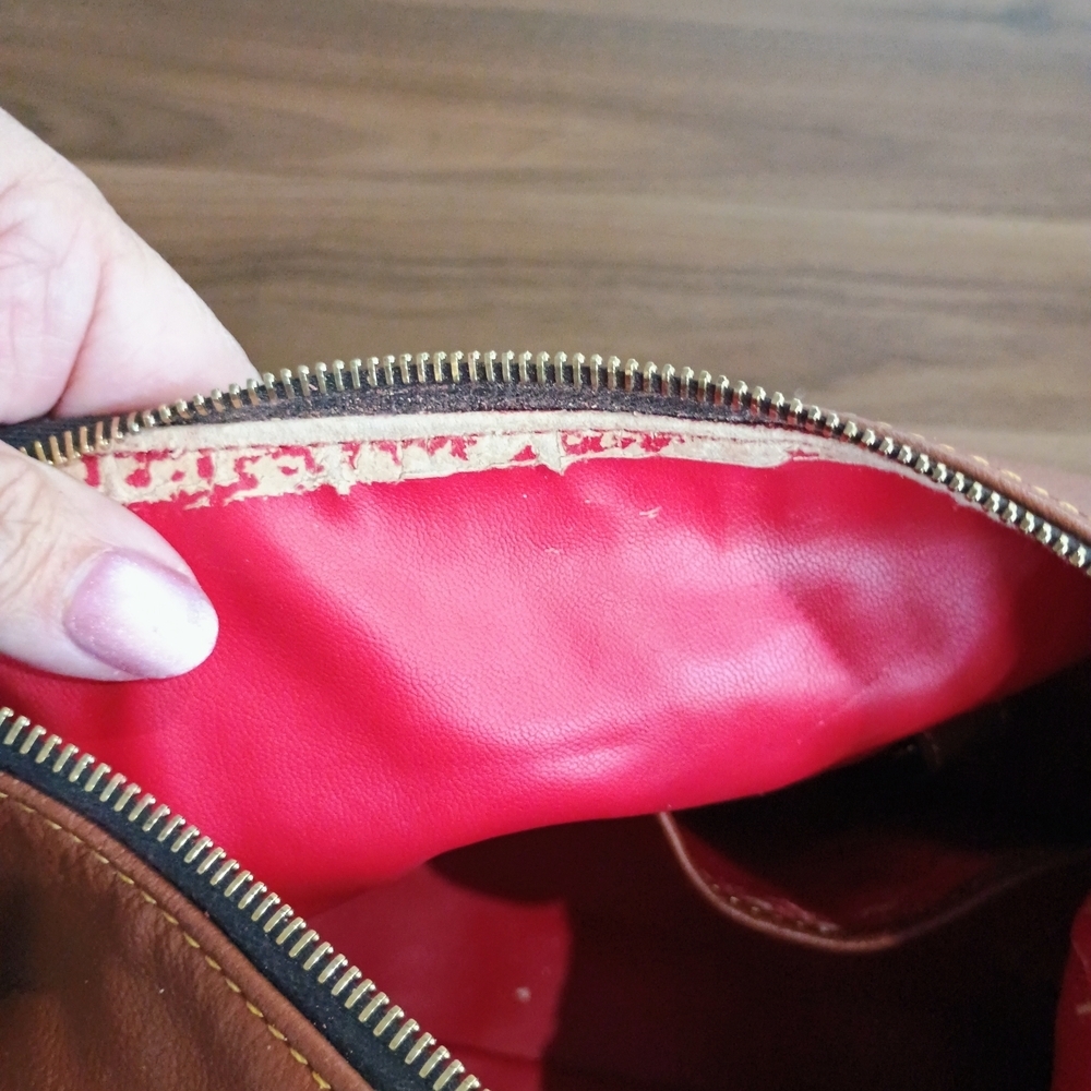 Dooney & Bourke Tan and Black Leather Hobo Bag - Picture 13 of 15